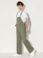 Teen Boys' Denim Dungarees And Jumpsuit, New Casual Green, Four Seasons, Washed Denim Dungarees