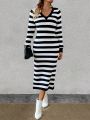 Striped Knitted Sweater Dress