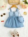 Baby Button Detail Denim Dress