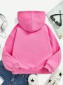 Tween Girl Cartoon Graphic Drop Shoulder Hoodie