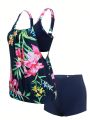 SHEIN Swim Lushore Summer Beach Tropical Print Shorts Tankini