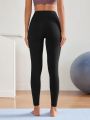 Yoga Basic Wide Band Waist Sports Leggings With Phone Pocket