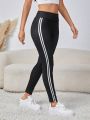 Women's High Waisted Contrast Trim Leggings