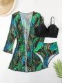 SHEIN Swim Vcay Women's Tropical Printed Swimsuit Set