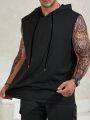 Men's Plus Size Hooded Drawstring Sleeveless Vest