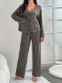 Women'S Ribbed Long Sleeve And Pants Homewear Set