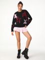 Le freak c est chic Casual Sweater With Map Print And Drop Shoulder Sleeve Design