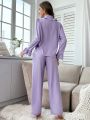 Ruffle Trim Flounce Sleeve PJ Set