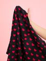 SHEIN Clasi Women'S Love Print Ruffle Sleeve Regular Jacket