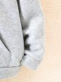 SHEIN Kids EVRYDAY Boys' Solid Color Zipper Front Hoodie, For Teenagers