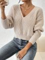 SHEIN Frenchy Loose Fit V-neck Sweater With Open Back Design