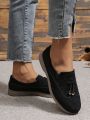 Slip-on Loafers With Decorative Buckle Strap And Flat Sole