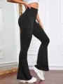 Wide Waistband Waist Flare Leg Pants