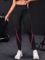 Contrast Mesh Insert Sports Leggings