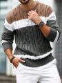 Men's Contrast Color Round Neck Sweater