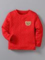 Young Boy Bear Embroidery Cable Knit Tee