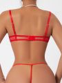 SHEIN Women's Sexy Bow Knot & Hollow Out Lingerie Set