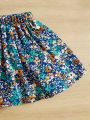 SHEIN Baby Ditsy Floral Print Flare Skirt