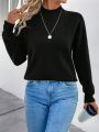 Single-Button Cutout Back Long-Sleeve Sweater