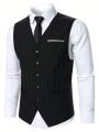 Manfinity Men's Striped Waistcoat Long Pants Business Suit Set