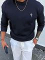 Men's Cross Printed Round Neck Sweatshirt