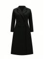Women's Plus Size Turn-down Collar Double Breasted Coat