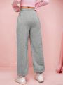 SHEIN Qutie Women's Drawstring Waist Joggers With Side Stripe And Bow Decoration