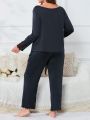 Plus Draped Collar Lettuce Trim PJ Set