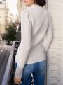 SHEIN Frenchy Women's Stand Collar Solid Color Casual Sweater