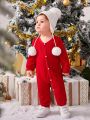 Baby Boy 2pcs Christmas Print Button Front Jumpsuit