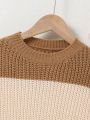 Girls' Round Neck Contrasting Autumn And Winter Children's Sweaters