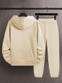 Manfinity Homme Men's Letter Printed Hooded Sweatshirt And Sweatpants Set