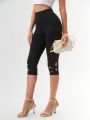 Solid Color Hollow Out Leggings