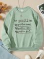 Big Girls' Letter Print Fleece Lined Sweatshirt