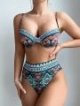 SHEIN Swim BohoFeel All-Over Printed Bikini Swimsuit Set