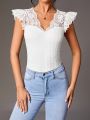 SHEIN Tall Women's Lace Patchwork Flying Sleeve T-Shirt