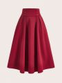SHEIN CURVE+ Plus Size Solid Color Pleated Skirt
