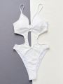 One-piece Cutout Spaghetti Strap High-cut Swimsuit