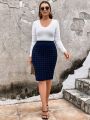 SHEIN LUNE Plus Rhinestone Pencil Skirt