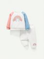 Cozy Cub Baby Girl Rainbow Print Raglan Sleeve Sweatshirt & Sweatpants