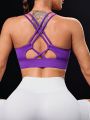 SHEIN Yoga Basic Seamless Yoga Tank Top For Women, Sports Bra With Shockproof Function For Fitness Yoga Clothing