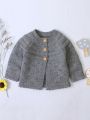 Infant Girls' Button Up Cardigan With Overlapping Shoulders