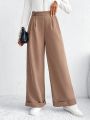 SHEIN Frenchy Botton Decor Suit Pants With Pockets