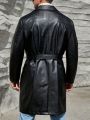 SHEIN Men Plus Belted PU Leather Trench Coat
