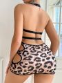 Wild Ladies' Leopard Print Hollow Out Sexy Lingerie Set