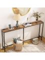 SUPERJARE Console Table with Outlet, 63 Inch Sofa Table, Narrow Entryway Table, Skinny Hallway Table