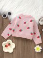 Baby Girls' Strawberry Pattern Button-up Cardigan