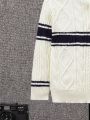 SHEIN Kids EVRYDAY Young Boy Striped Pattern Cable Knit Sweater