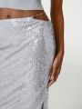 Isabelle WANG Sequin Hollow Out High Waist Skirt