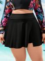 SHEIN Swim SPRTY Plus Size Solid Color Bikini Shorts Skirt